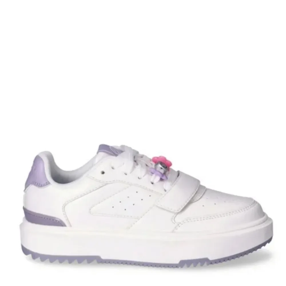 Justice Sport Girls' Beaded Low Court Sneakers, Pearl White, Sz 3